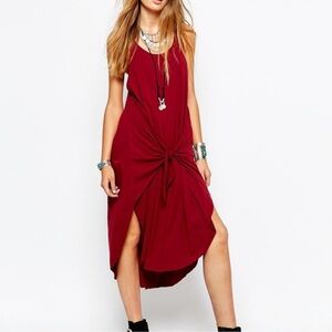 Free People Back In Town Jersey Dress Tie Front M